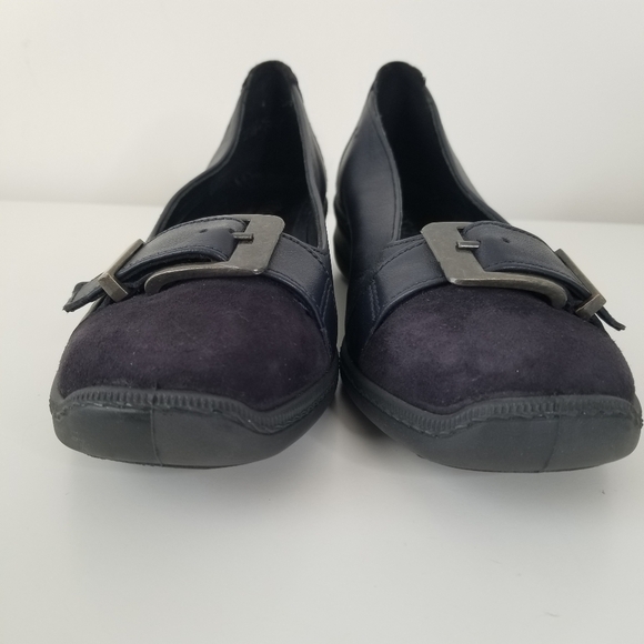 Hotter Navy Blue Suede Upper Slip on Shoes Buckle Front Size 8 Comfort Casual - Picture 4 of 11